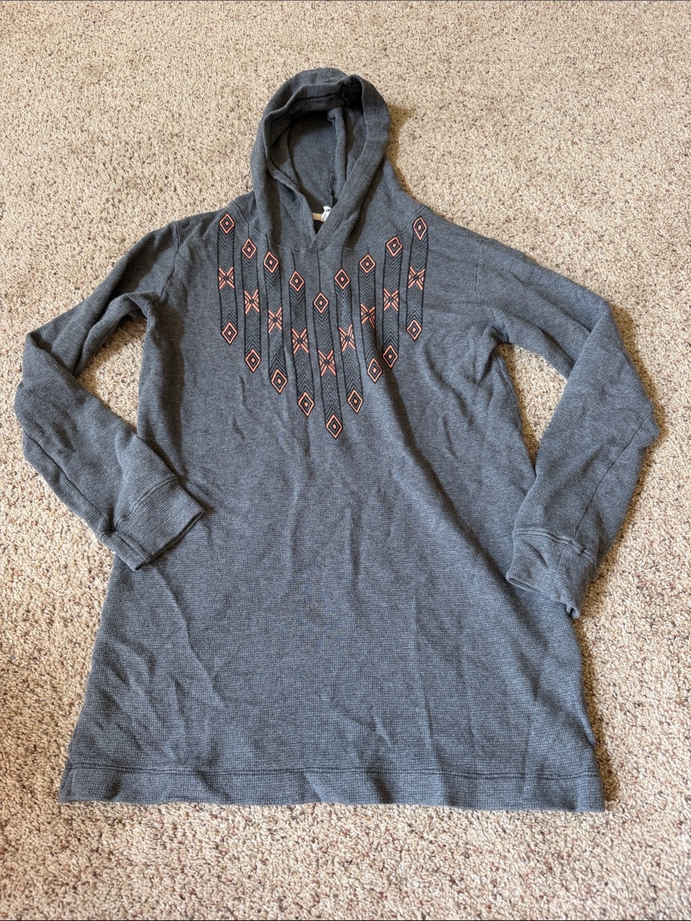 Pilgrim Gray Hooded Tunic with Coral Diamond Embroidery